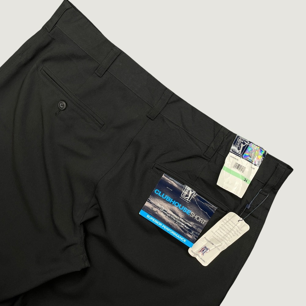 PGA Tour Clubhouse Golf Shorts Mens 34 Black Flat Front Microfiber NWT